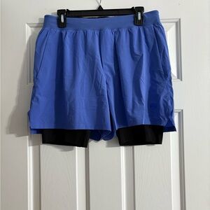 Lululemon Blue Athletic Shorts with Black Inner Layer
